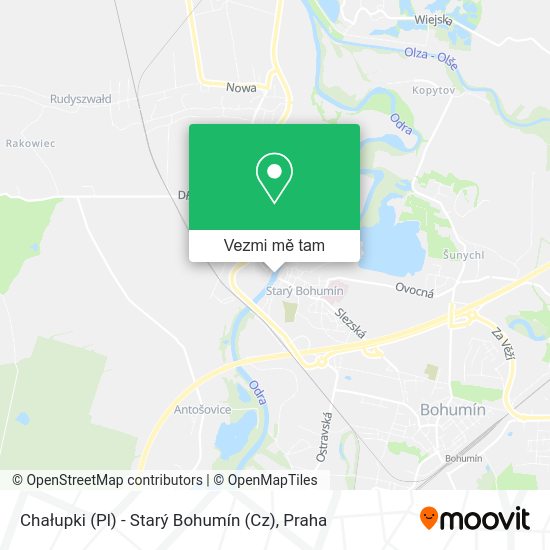 Chałupki (Pl) - Starý Bohumín (Cz) mapa