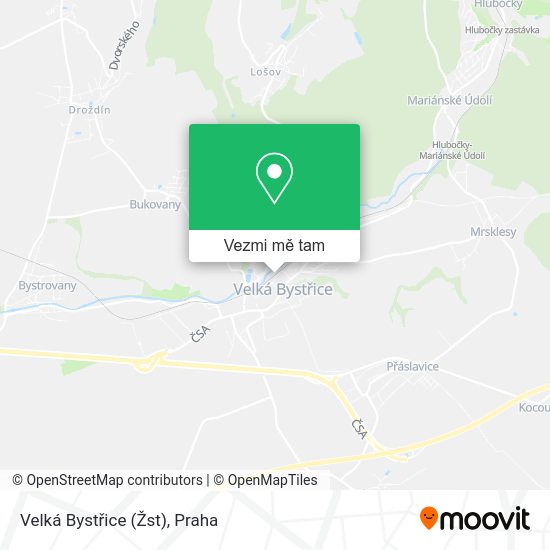 Velká Bystřice (Žst) mapa