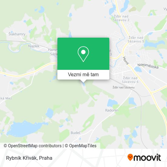 Rybník Křivák mapa