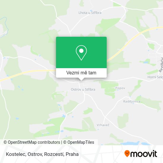 Kostelec, Ostrov, Rozcestí mapa