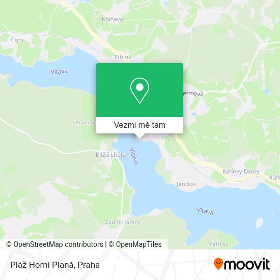 Pláž Horní Planá mapa