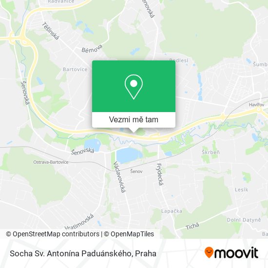 Socha Sv. Antonína Paduánského mapa