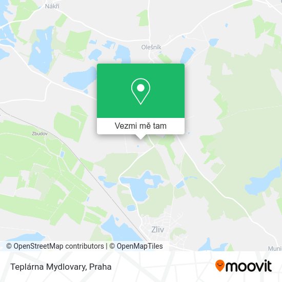 Teplárna Mydlovary mapa