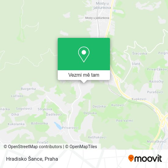 Hradisko Šance mapa