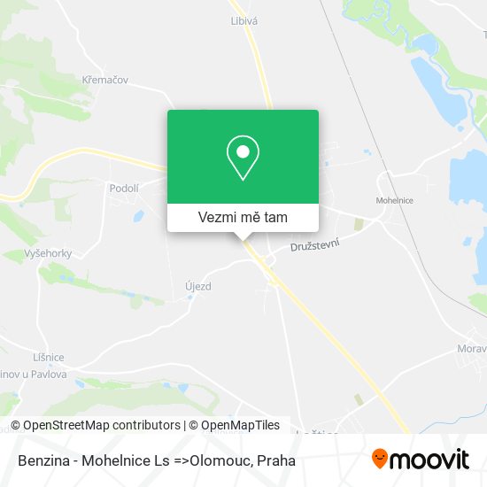 Benzina - Mohelnice Ls =>Olomouc mapa