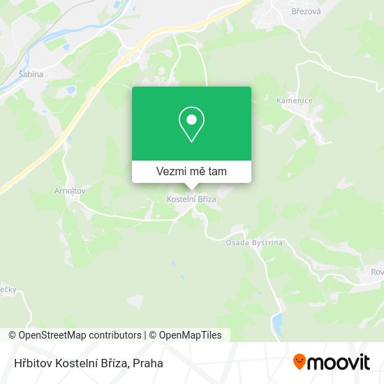 Hřbitov Kostelní Bříza mapa