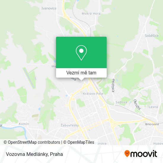 Vozovna Medlánky mapa