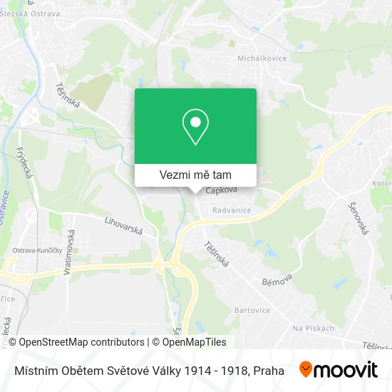 Místním Obětem Světové Války 1914 - 1918 mapa