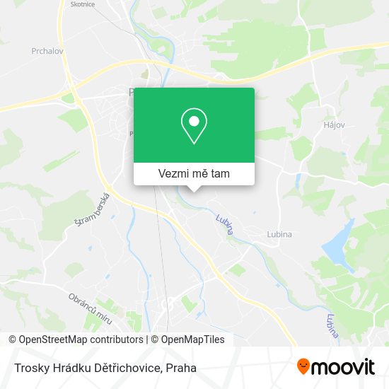 Trosky Hrádku Dětřichovice mapa