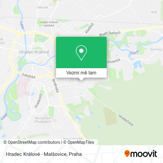 Hradec Králové - Malšovice mapa