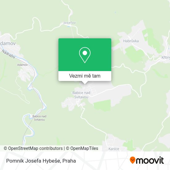 Pomník Josefa Hybeše mapa