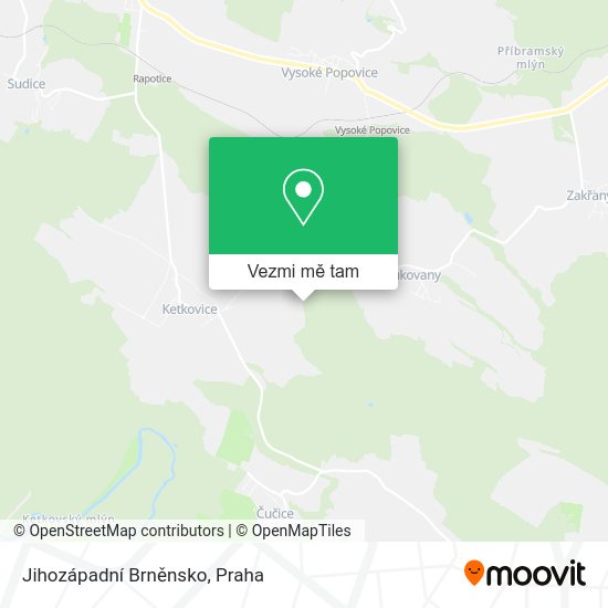 Jihozápadní Brněnsko mapa