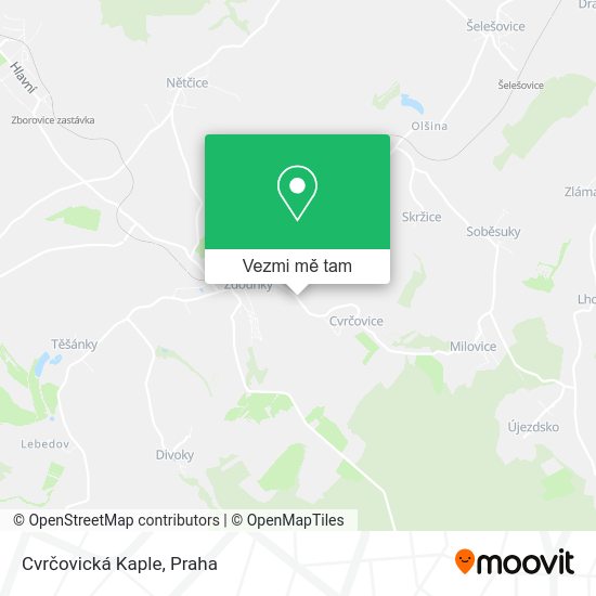 Cvrčovická Kaple mapa