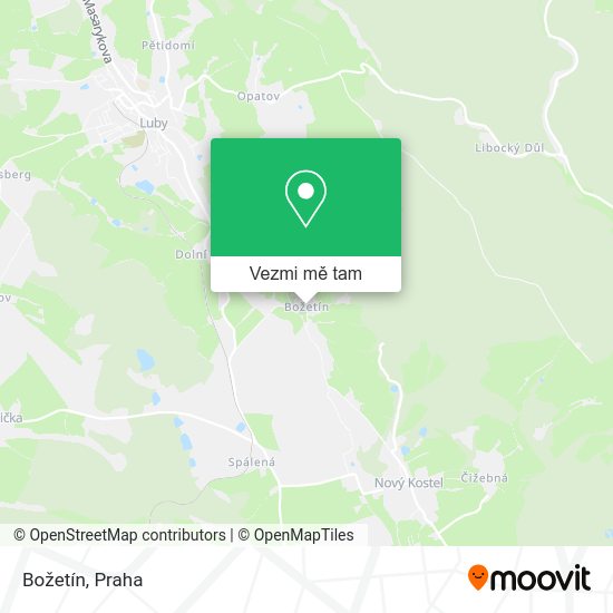 Božetín mapa