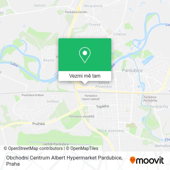 Obchodní Centrum Albert Hypermarket Pardubice mapa
