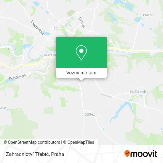 Zahradnictví Třebíč mapa