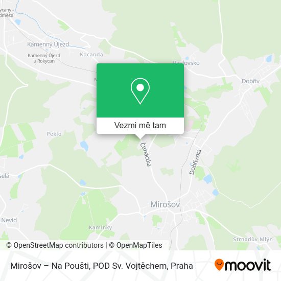 Mirošov – Na Poušti, POD Sv. Vojtěchem mapa