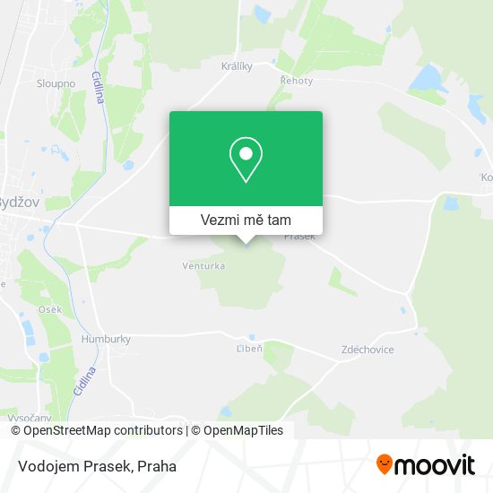 Vodojem Prasek mapa