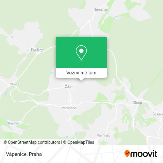 Vápenice mapa