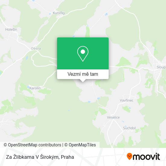 Za Žlíbkama V Širokým mapa