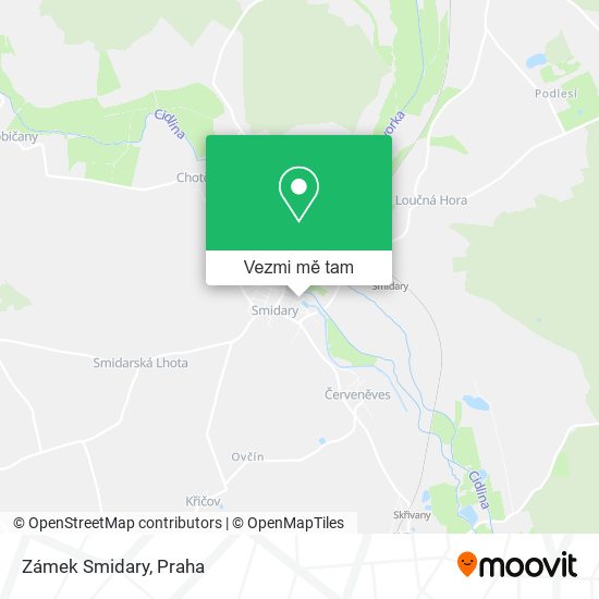 Zámek Smidary mapa