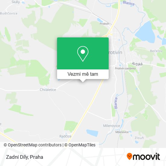 Zadní Díly mapa