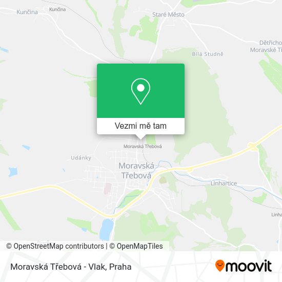 Moravská Třebová - Vlak mapa