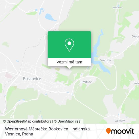 Westernové Městečko Boskovice - Indiánská Vesnice mapa