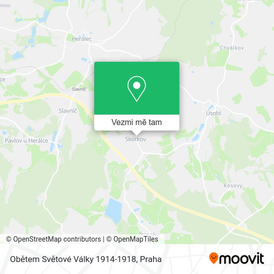Obětem Světové Války 1914-1918 mapa