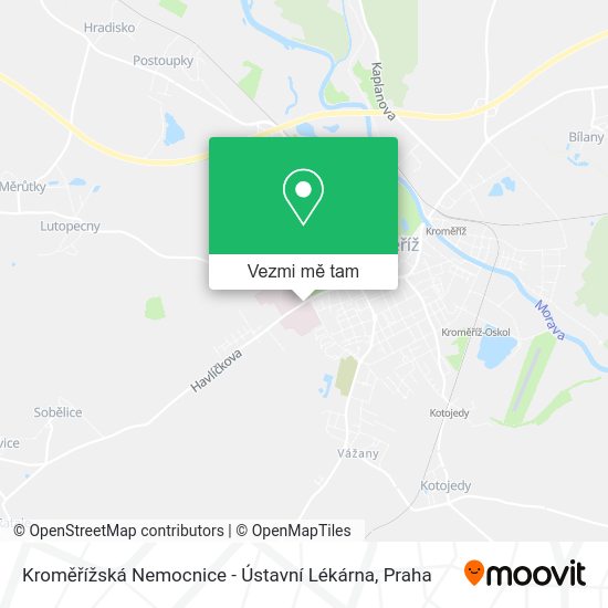 Kroměřížská Nemocnice - Ústavní Lékárna mapa