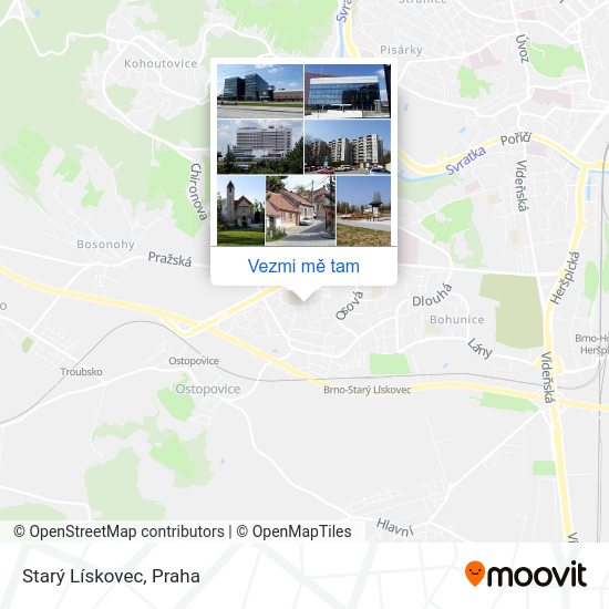 Starý Lískovec mapa