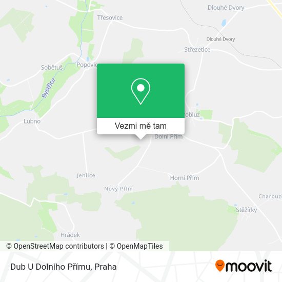 Dub U Dolního Přímu mapa