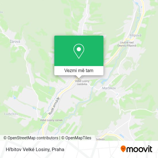 Hřbitov Velké Losiny mapa