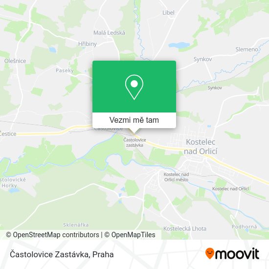 Častolovice Zastávka mapa