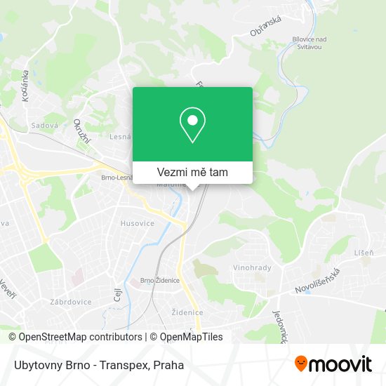 Ubytovny Brno - Transpex mapa