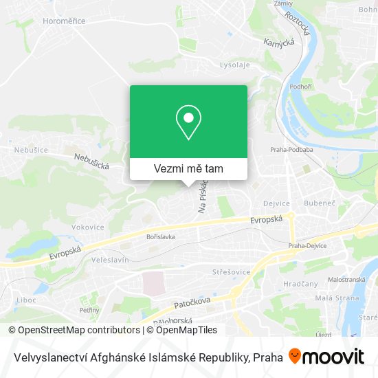 Velvyslanectví Afghánské Islámské Republiky mapa