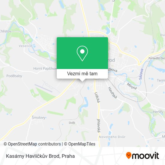 Kasárny Havlíčkův Brod mapa