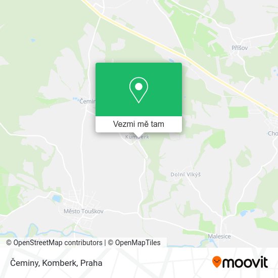 Čeminy, Komberk mapa