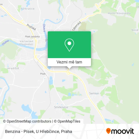 Benzina - Písek, U Hřebčince mapa