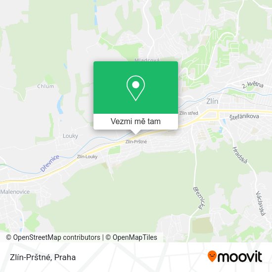 Zlín-Prštné mapa