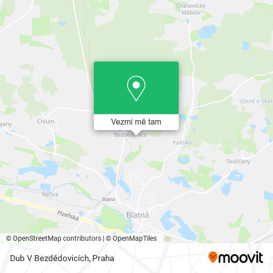Dub V Bezdědovicích mapa