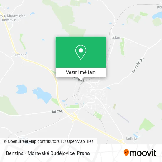 Benzina - Moravské Budějovice mapa