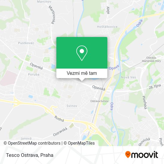 Tesco Ostrava mapa