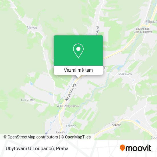 Ubytování U Loupanců mapa