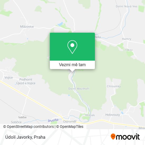 Údolí Javorky mapa