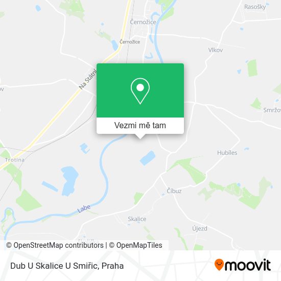 Dub U Skalice U Smiřic mapa