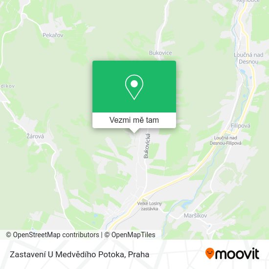 Zastavení U Medvědího Potoka mapa