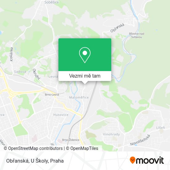 Obřanská, U Školy mapa