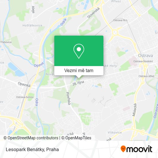 Lesopark Benátky mapa