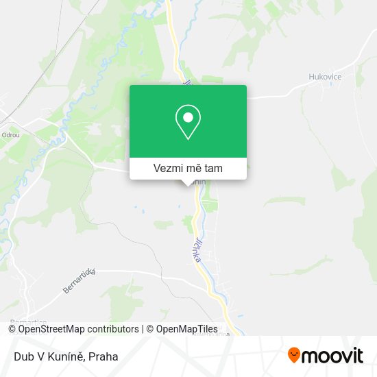 Dub V Kuníně mapa